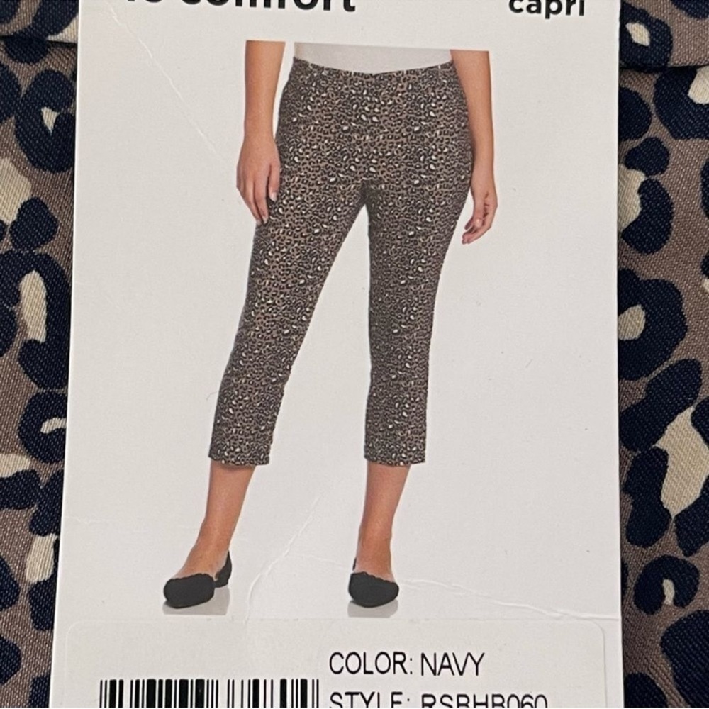 Rafaella Comfort Capri Pant Comfort Pull On Cheetah Print Size 14